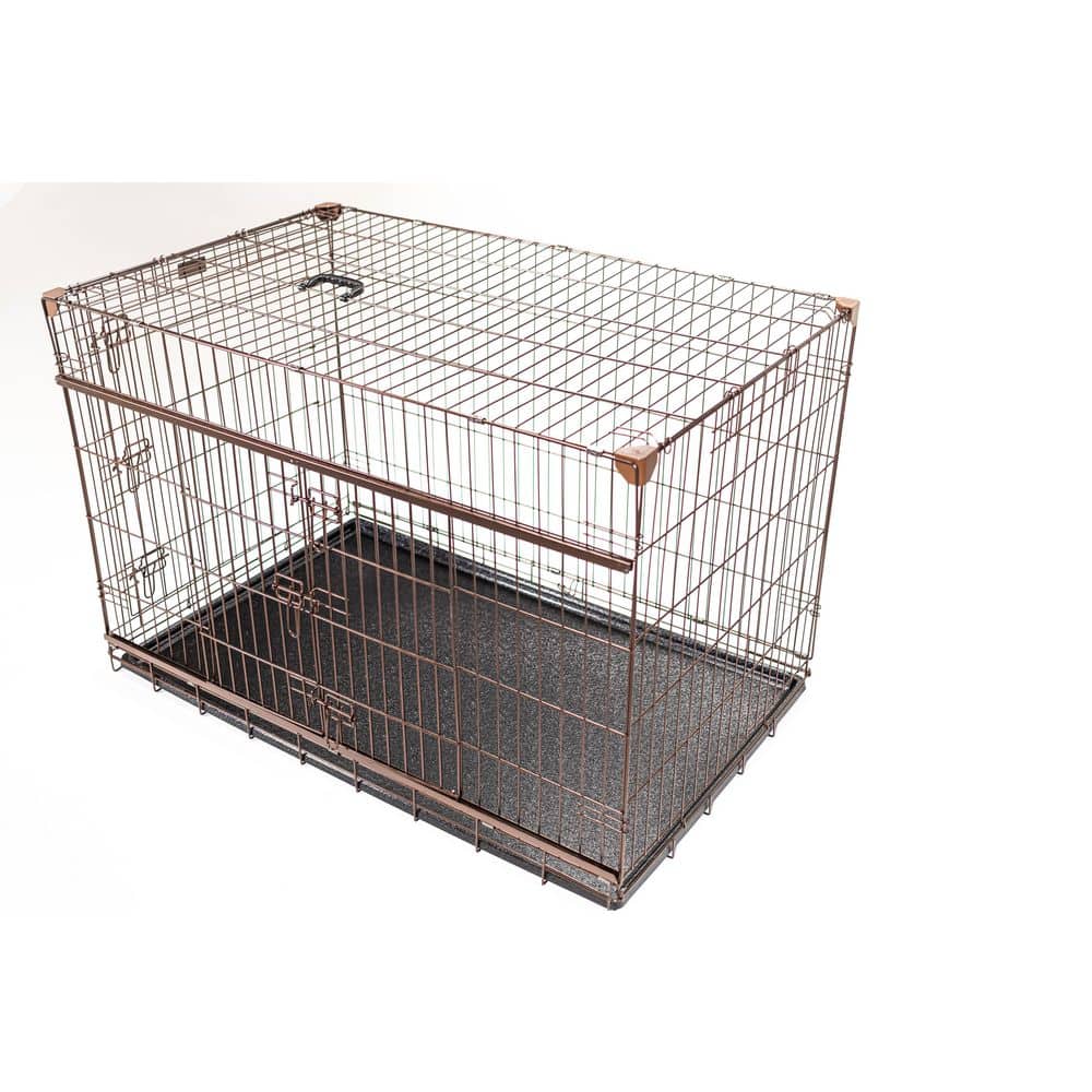 Extra Large Bronze Metal Dog Crate with Sliding Door