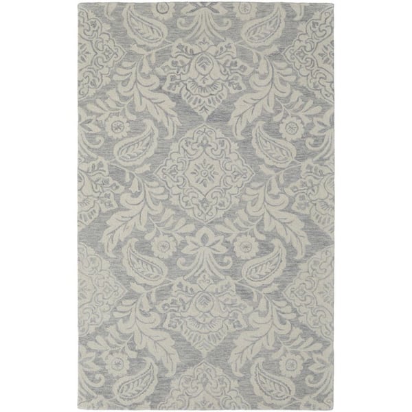 8 ft. x 10 ft. Blue and Ivory Paisley Area Rug