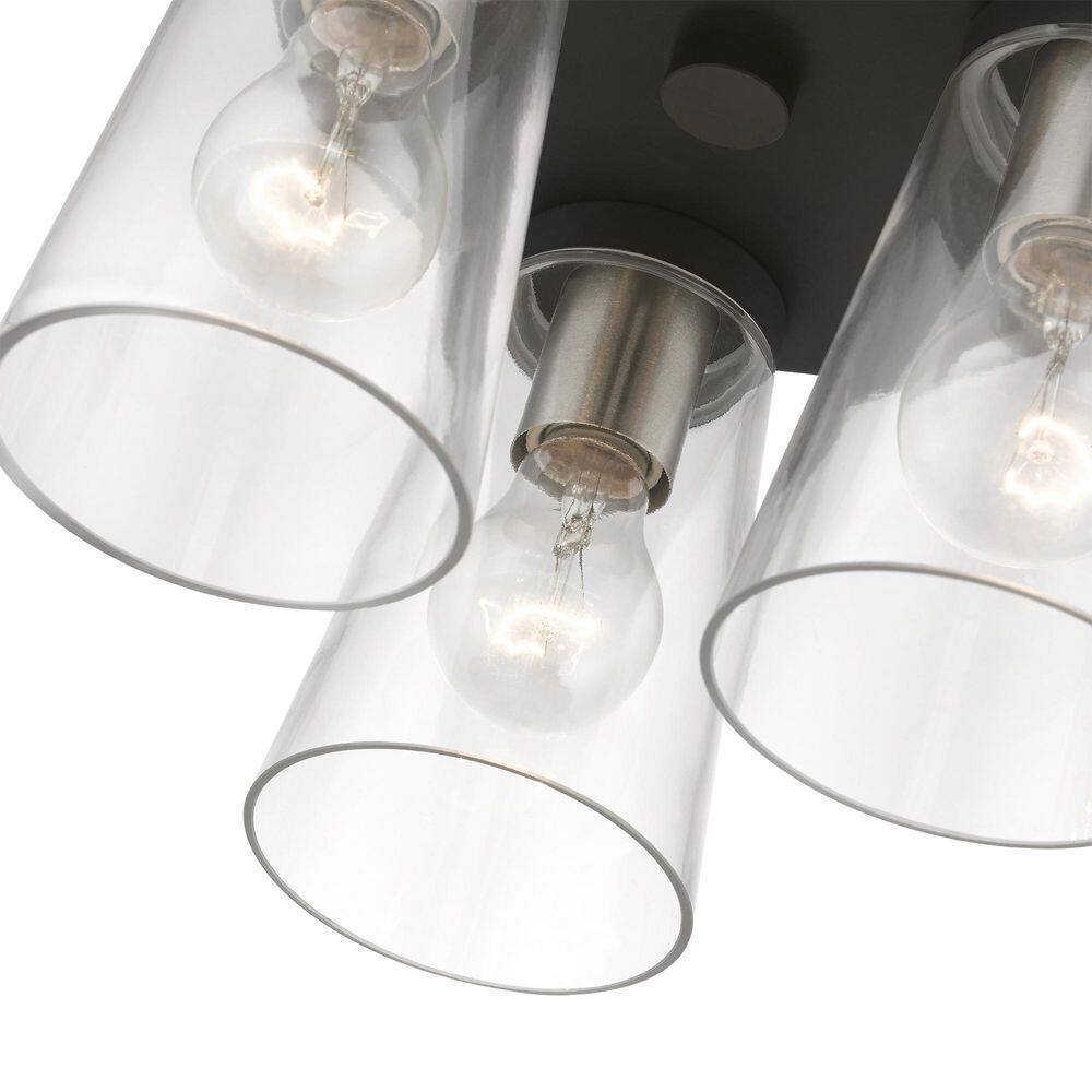 Cityview Black and Brushed Nickel 3-Light Flush Mount with Clear Glass