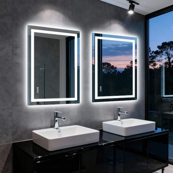 24 in. W x 36 in. H Rectangular Frameless Anti-Fog LED Front Light Backlit Wall Mirror Bathroom Vanity Mirror