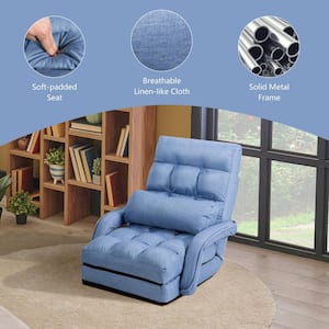 Blue Folding Lazy Recliner Folding Gaming Chair Bean Bag Chairs with Pillow