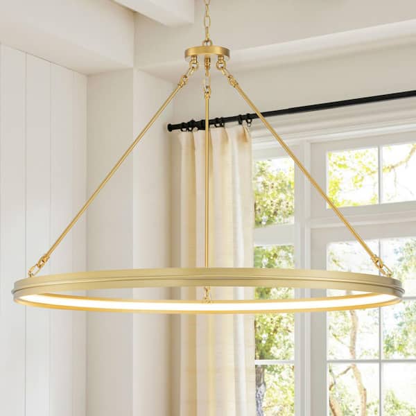 Rennnsan Lucian 1 - Light Brushed Gold LED Wagon Wheel Pendant Light