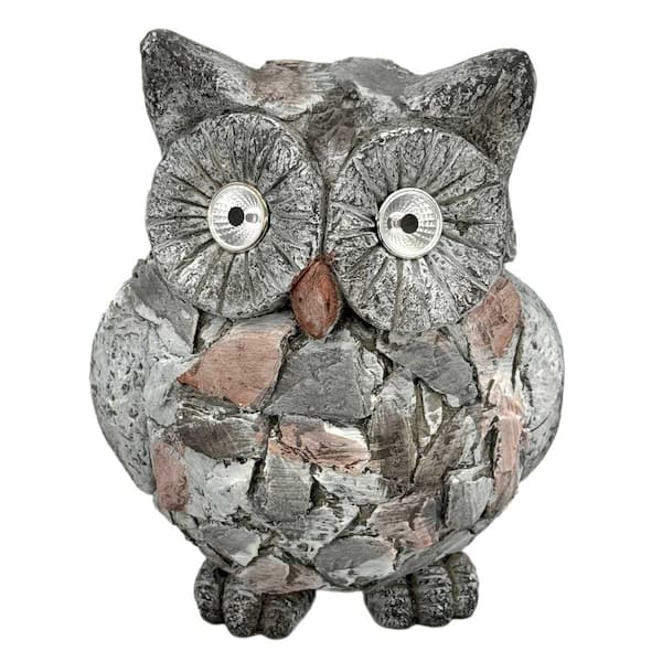 owl☆様 Owl Garden Statue w/ Solar LED Eyes 14 in. QZ14157 - The