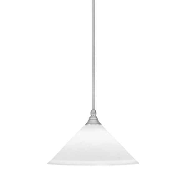 Unbranded Sparta 100-Watt 1-Light Brushed Nickel Shaded Pendant Light Mini Pendant with Frosted Crystal Glass and No Bulb Included
