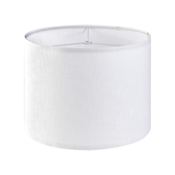 10 in. White Linen Drum Table Lamp Shade with 13 in. Fitter