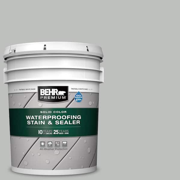 BEHR PREMIUM 5 gal. #SC-365 Cape Cod Gray Solid Color Waterproofing Exterior Wood Stain and Sealer