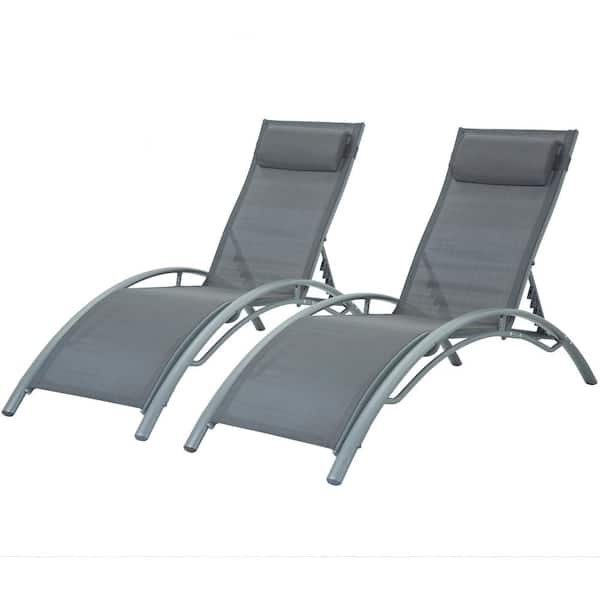 Zeus & Ruta 72 in. x 23 in. x 35.8 in. Outdoor Lounge Chair in Gray for Garden, Balcony, Lawn, Patio, Backyard, Set of 1 Chair