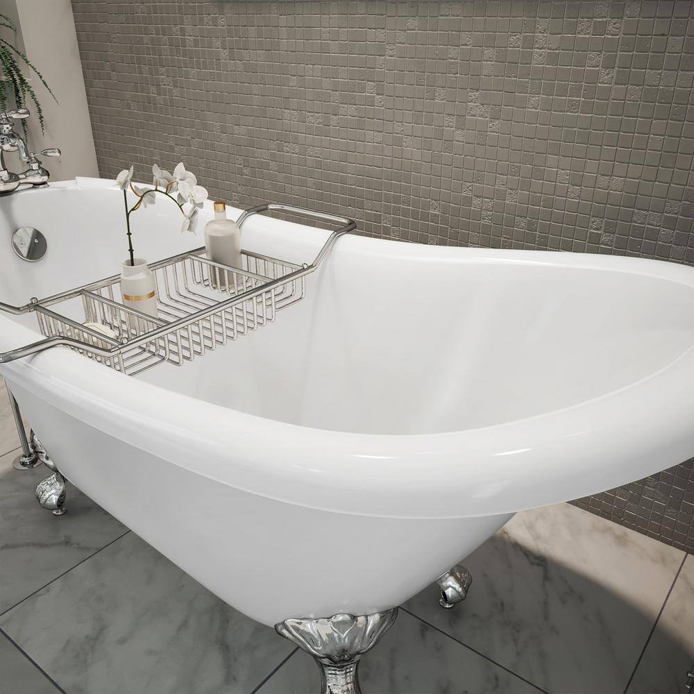 61" White Acrylic Freestanding Clawfoot Bathtub