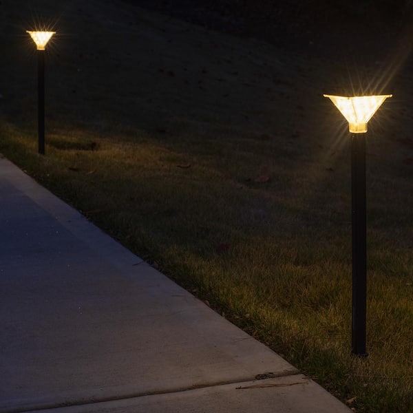 Luxor Aluminum Black Outdoor Waterproof Garden Solar Warm White Integrated LED Landscape Pathway Light - 2 Pack