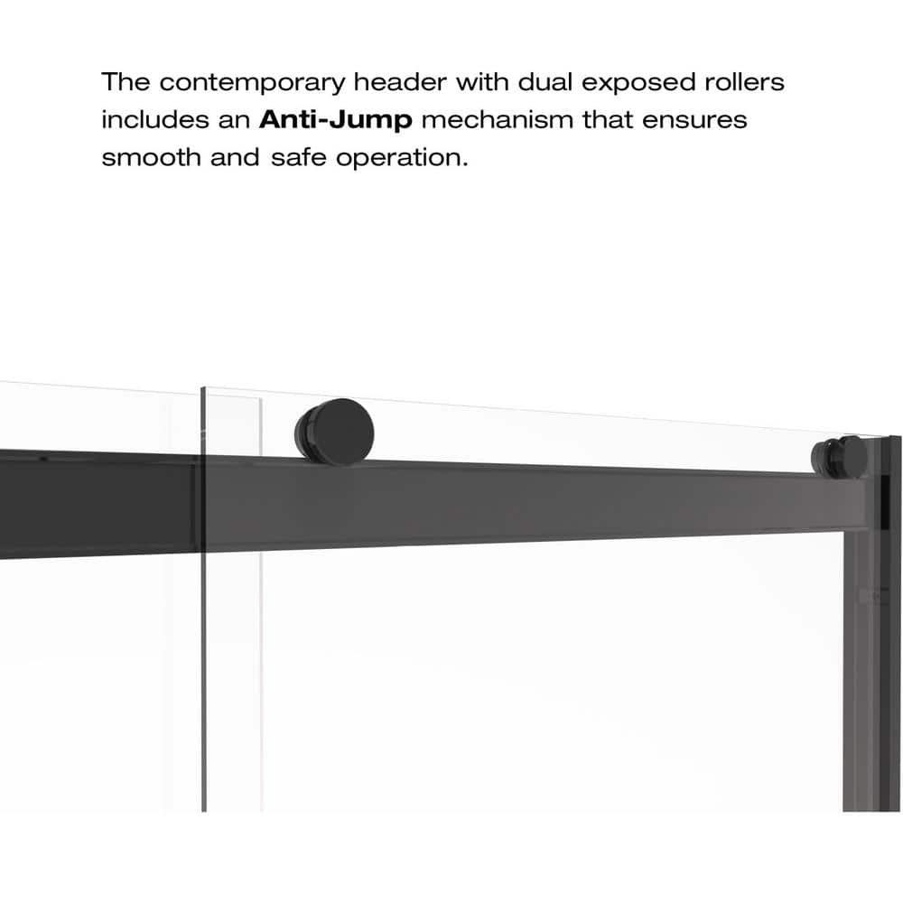 Matte Black Semi-Frameless Sliding Shower Door with Clear Glass Panels