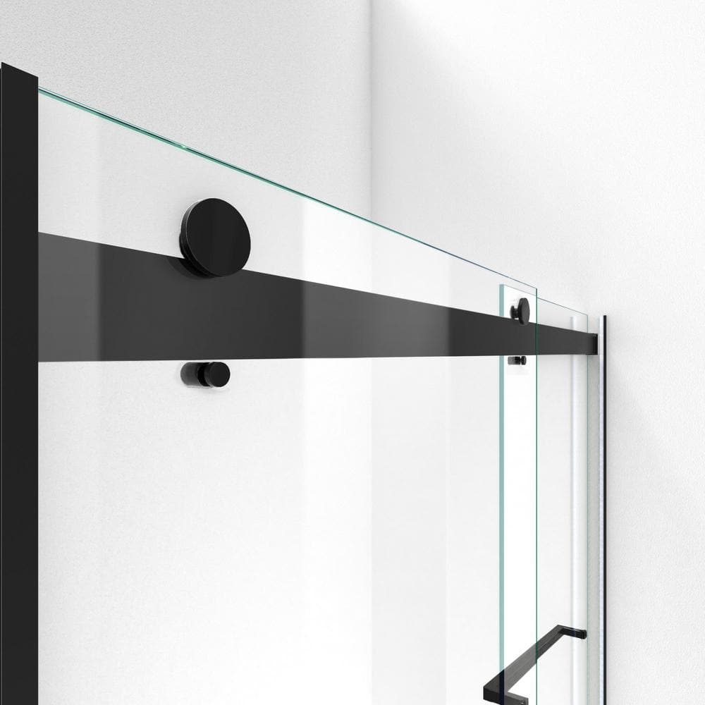 Matte Black Frameless Sliding Shower Door with Clear Glass