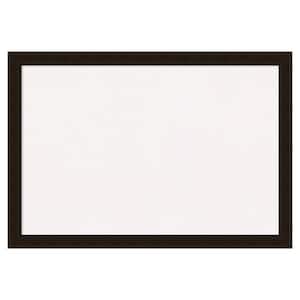 Espresso Brown Wood White Corkboard 26 in. x 18 in. Bulletin Board Memo Board