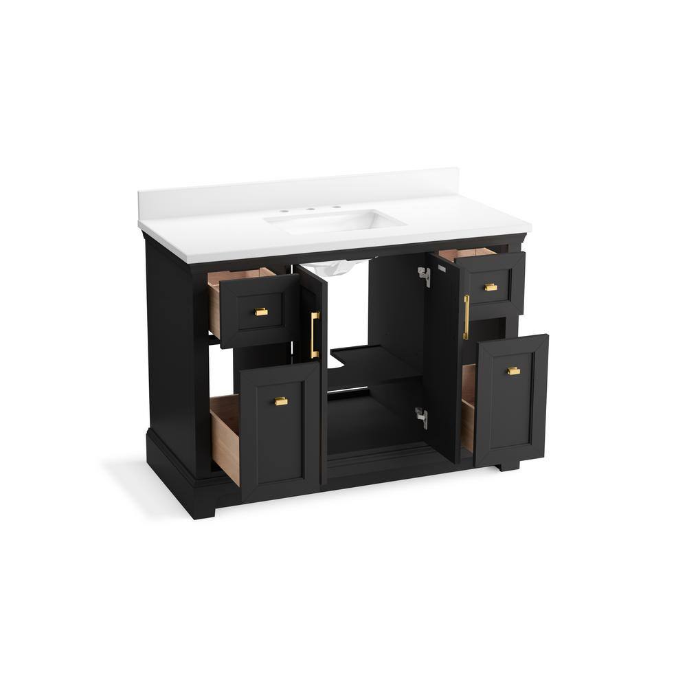 Charlemont 48" Dark Warm Gray Bathroom Vanity with Quartz Top