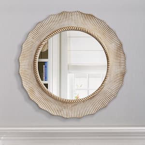 30 in. W x 30 in. H Round Farmhouse Framed Wall Bathroom Vanity Mirror