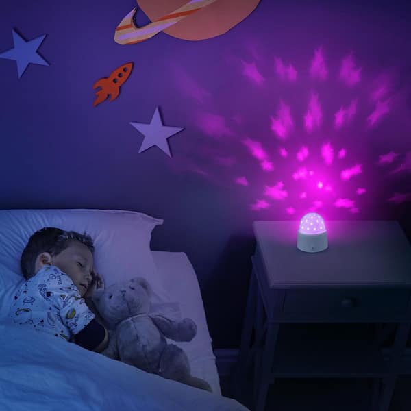Globe Electric 5.54 in. Battery Operated Rotating Star and Moon Projector  LED Integrated Night Light with 30 Min Timer (2-Pack) 91002797 - The Home  Depot