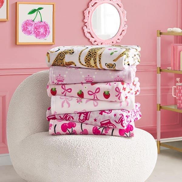 JUICYCOUTUREジューシークチュールUS限定softフリースブランケット JUICY COUTURE Bowquet Soft White Plush Polyester Kids Throw