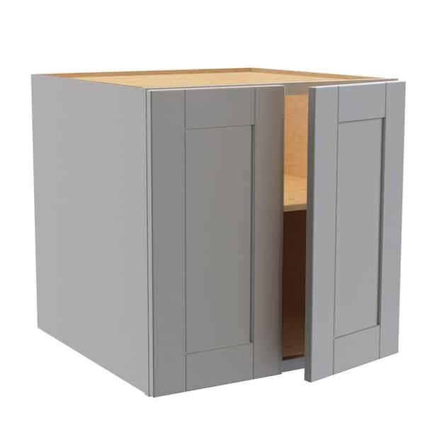 Home Decorators Collection Washington Veiled Gray Plywood Shaker Assembled Wall Kitchen Cabinet Soft Close 24 W in. 24 D in. 24 in. H