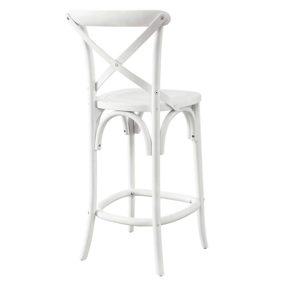 White Elm Wood X-Back Counter Stool