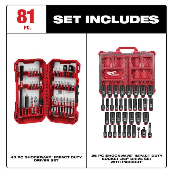 マイキー　セット Milwaukee SHOCKWAVE Impact Duty Alloy Steel Screw Driver Bit Set