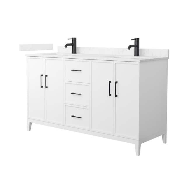 Wyndham Collection Elan 60 in. W x 22 in. D x 35 in. H Double Bath Vanity in White with Carrara Cultured Marble Top