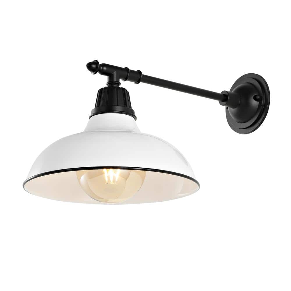 Wallace Satin White 12.25" Iron LED Dimmable Outdoor Sconce