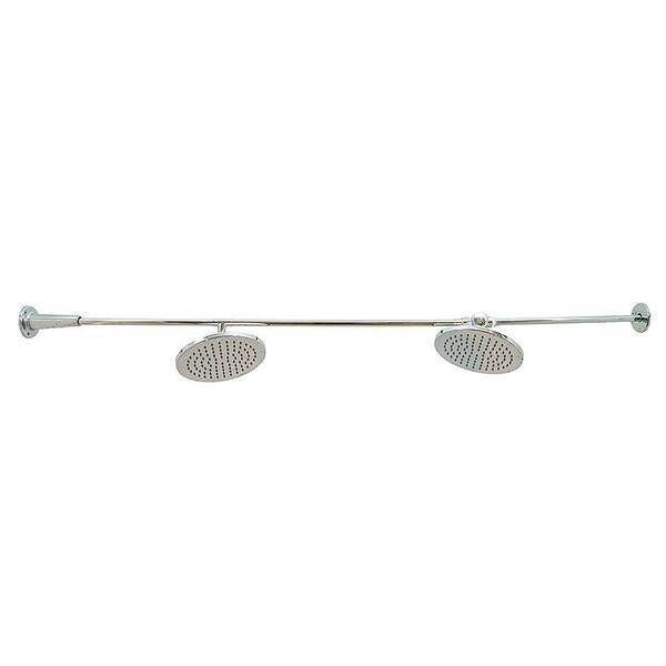 Unbranded 56-62 in. Adjustable 1-Jet Shower System with Dual 8 in. Showerheads in Satin Nickel