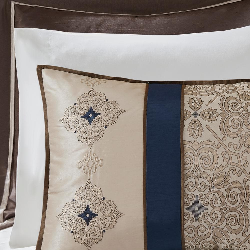 Navy Jacquard California King 24-Piece Bedding Set
