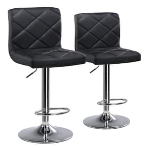 43 in. H Black Metal Bar Stools Wide Base Square Counter Bar Stool Swivel Adjustable Hydraulic Bar Stool (Set of 2)