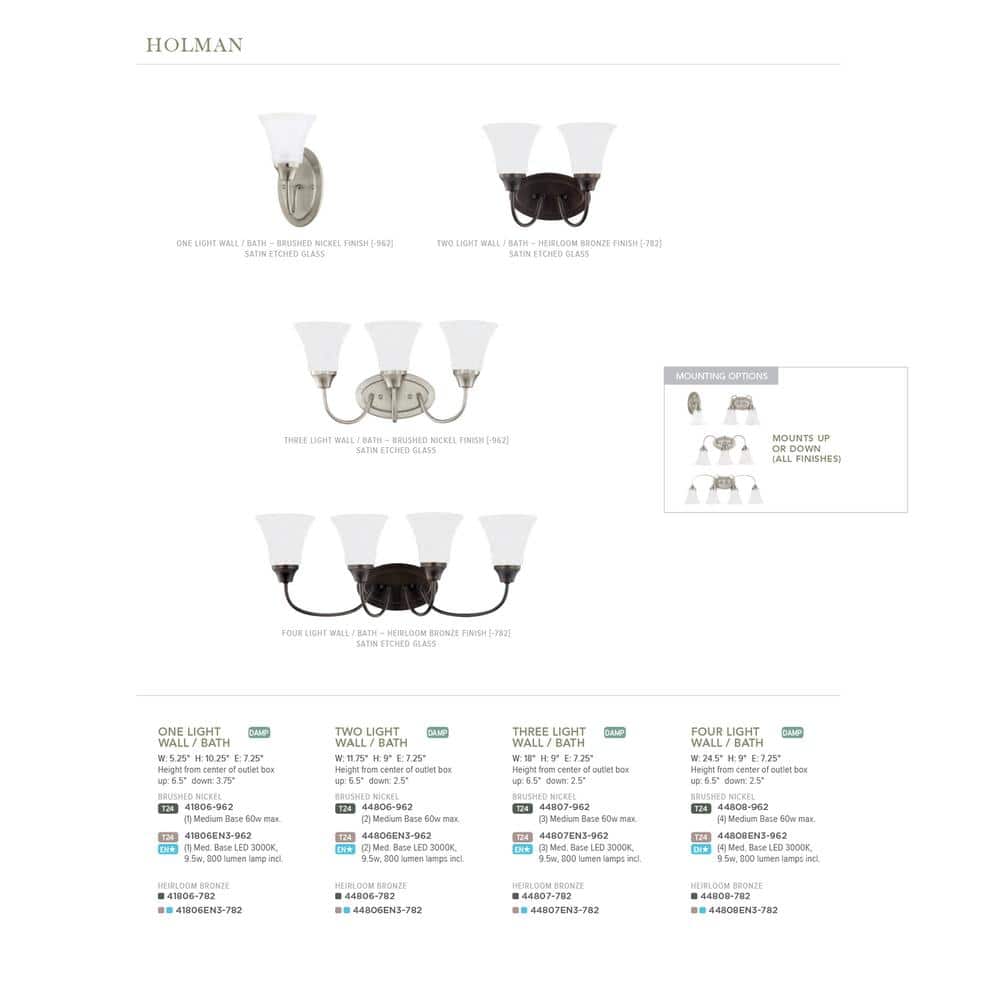 Brushed Nickel 2-Light Vanity Fixture with Satin Etched Glass