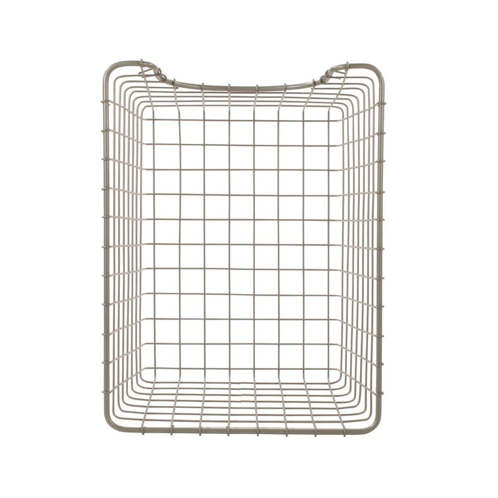 Vintage Chic Satin Nickel Scoop Wire Storage Basket