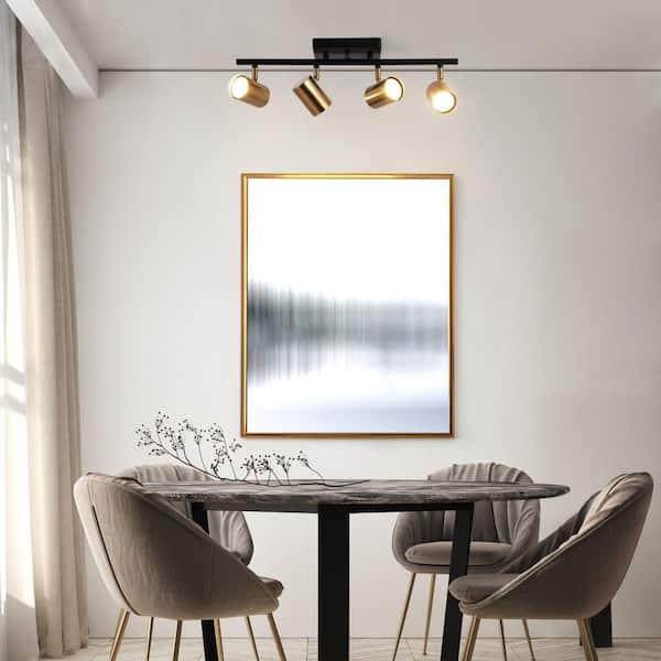 Zevni Sharre Black Modern Track Lighting Kits, 4-Light