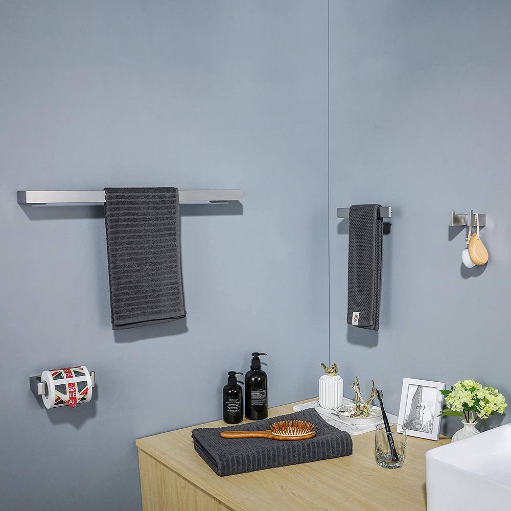 Brushed Nickel 4-Piece Stainless Steel Bathroom Hardware Set