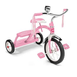 33PZ Kids Classic Style Dual Deck Tricycle with Handlebar Bell, Pink
