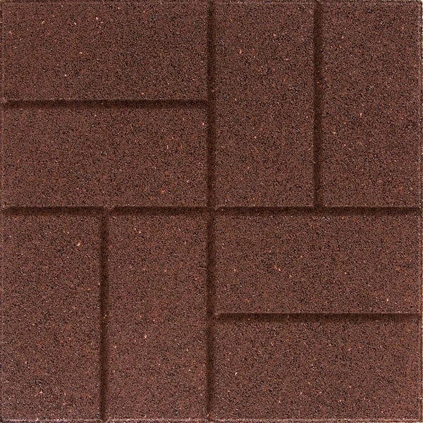 Envirotile Reversible 16 in. x 16 in. x 0.75 in. Terra Cotta Brick Face/Flat Profile Rubber Paver