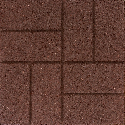 16 in. x 16 in. x 0.75 in. Terra Cotta Reversible Brick Face/Flat Profile Rubber Paver 1EA