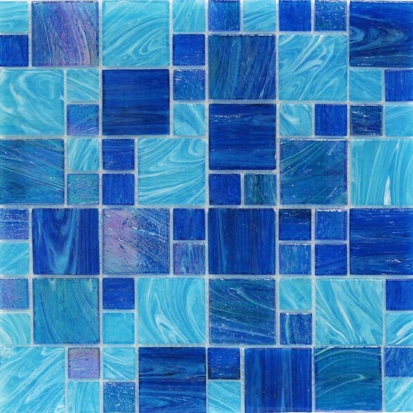 Ivy Hill Tile Aqua Blue Ocean French Pattern Glass Floor and Wall Tile - 3  in. x 6 in. Tile Sample S1C5HDAQBLUOCNFR