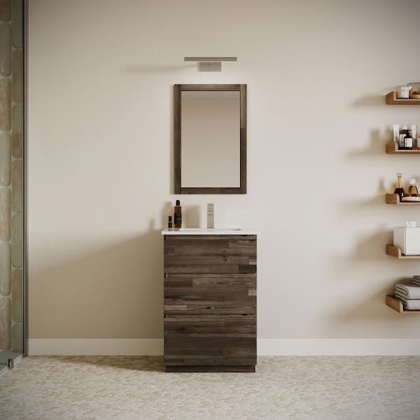 Fresca Formosa 24 in. Single Sink Freestanding Acacia Bath Vanity with White Quartz Top and Undermount Ceramic Sink
