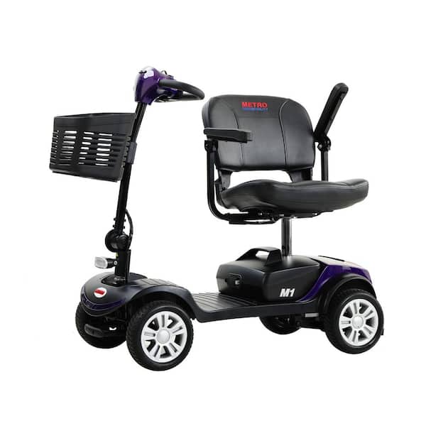 Unbranded 4 Wheels Compact Travel Mobility Scooter with 300-Watt Motor for Adult- 300 lbs., Dark Purple