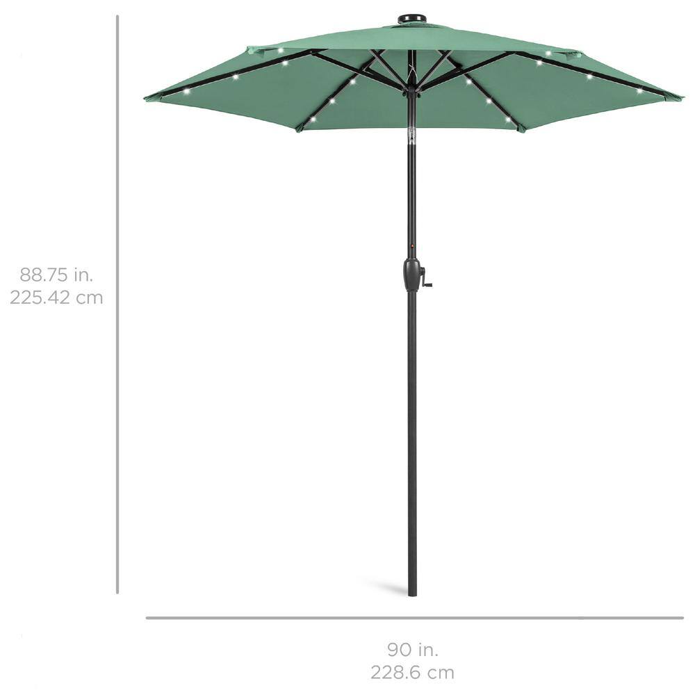 Seaglass 7.5ft Outdoor Solar Patio Umbrella with LED Lights and Steel Pole
