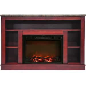 Oxford 47 in. Electric Fireplace with a 1500-Watt Log Insert and Cherry Mantel