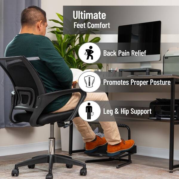 Mind Reader Black Adjustable Foot Stool Ergonomic Foot Rest Under