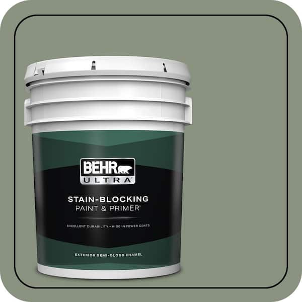 BEHR ULTRA 5 gal. #N390-5 Eucalyptus Wreath Semi-Gloss Enamel Exterior Paint & Primer