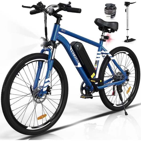 HITWAY 26 in. Tire Mountain Electric Bike for Adults with 500W/36V/12Ah Removable Battery City Commuter Ebike BLUE