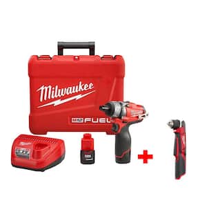 M12 FUEL 12V Cordless 1/4 in. Hex 2-Speed Screwdriver Kit with M12 3/8 in. Right Angle Drill (Tool-Only)