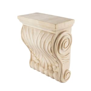 6-3/4 in. x 5-1/2 in. x 2-3/4 in. Unfinished North American Large Solid Hard Maple Hand Carved Corbel