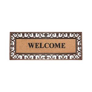 A1HC Welcome Bronze 18 in x 48 in Rubber and Coir Paisley Border Myla Durable Doormat
