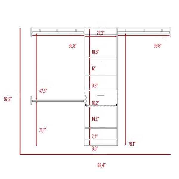 Height of store closet shelf