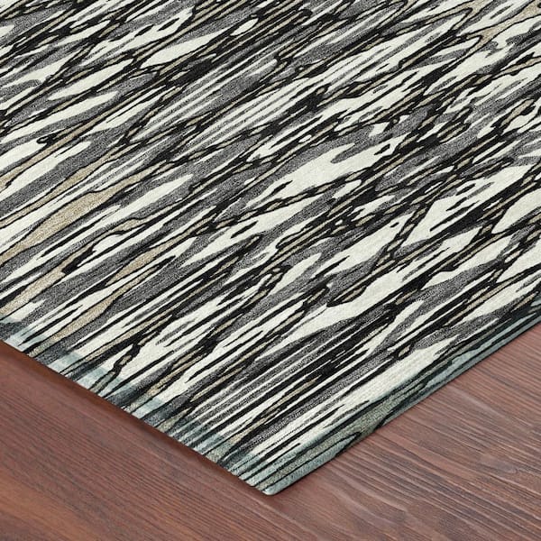 Chantille Machine Washable Indoor/Outdoor Abstract ACN2771 Black 5 ft. x 7 ft. 6 in. Area Rug
