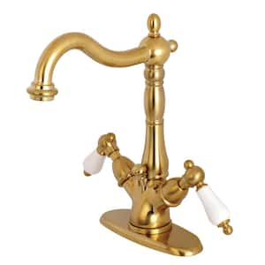 Heritage Single Hole 2-Handle Bathroom Faucet in Brushed Brass