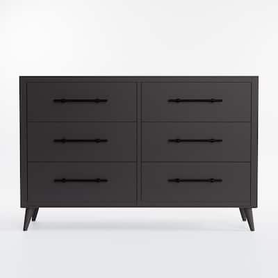 Emery 6-Drawer Gray Dresser (36 in. H x 55 in. W x 16 in. D)
